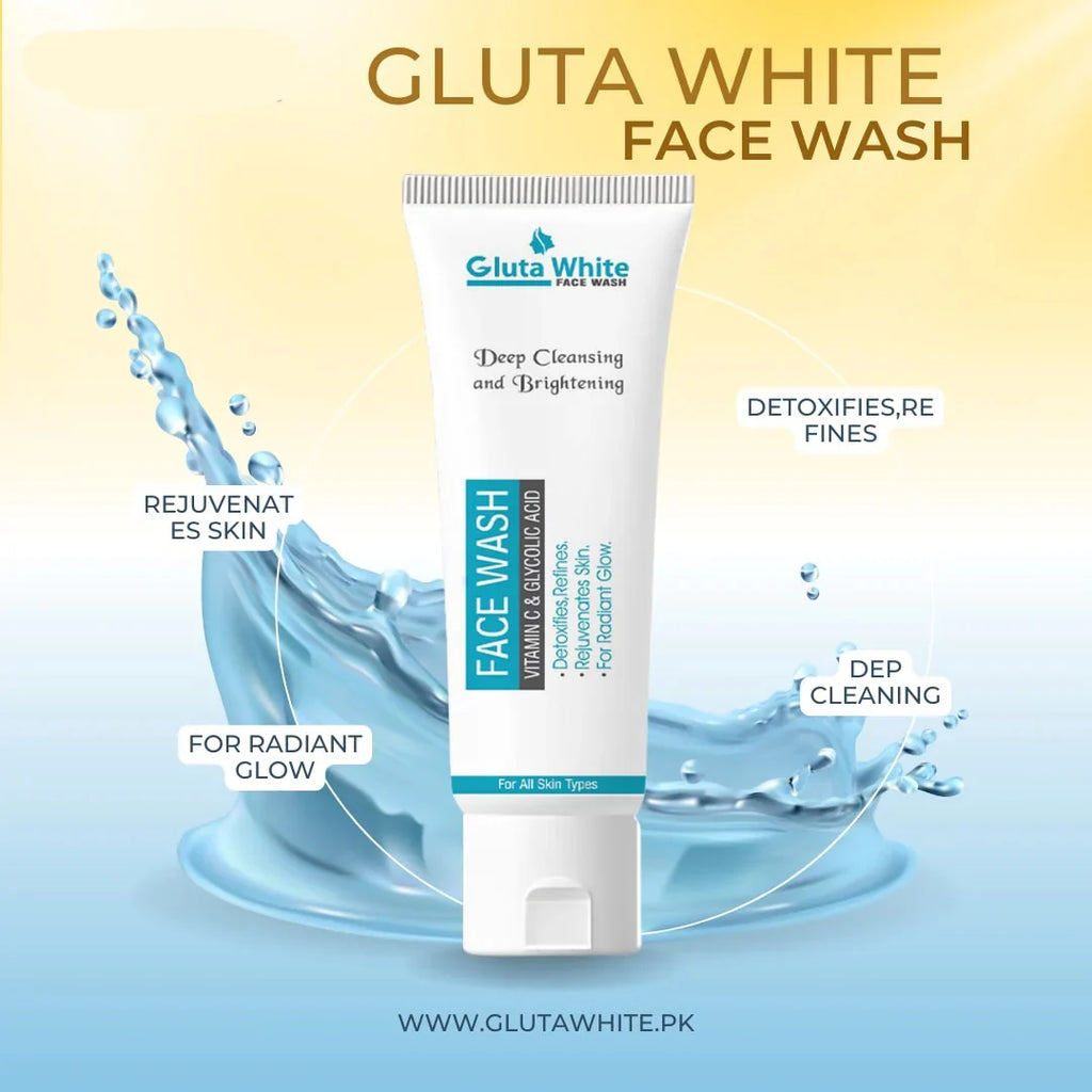 Gluta White Facewash 100ml – Brightening Deep Cleansing Formula for Clear, Glowing Skin